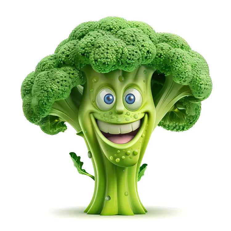 Happy Broccoli with Cute Face