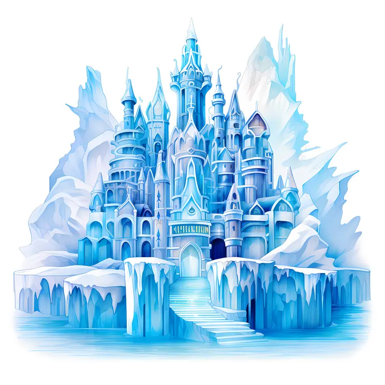 Ice Castle in Snowy Landscape