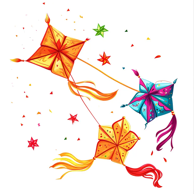 Flying Kites with Colorful Tails