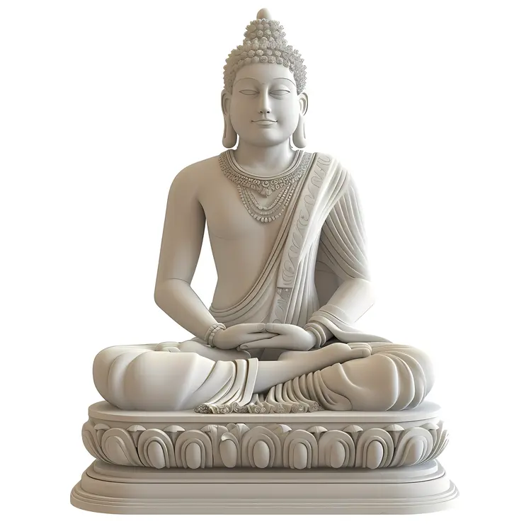 White Meditating Buddha on Ornate Base