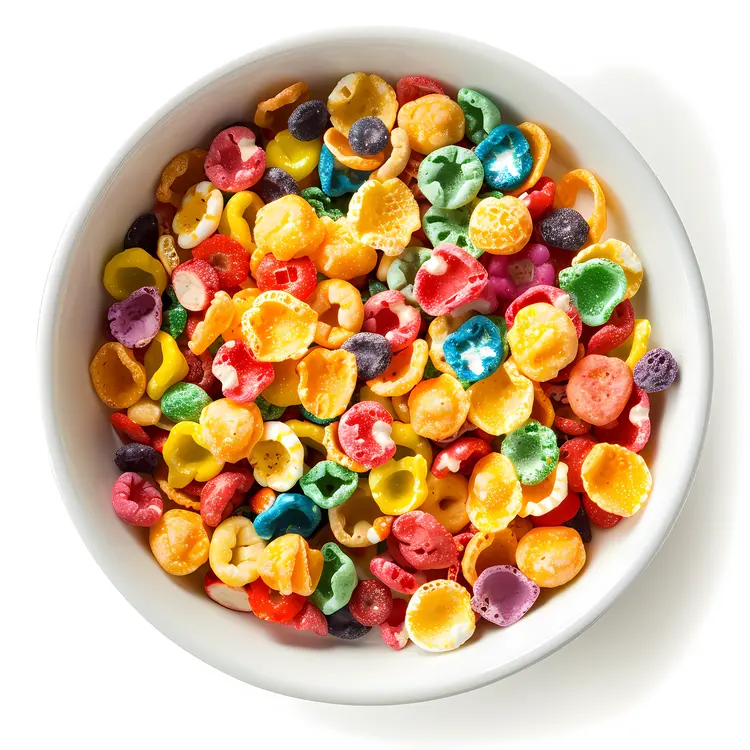 Bowl of Mixed Colorful Cereal