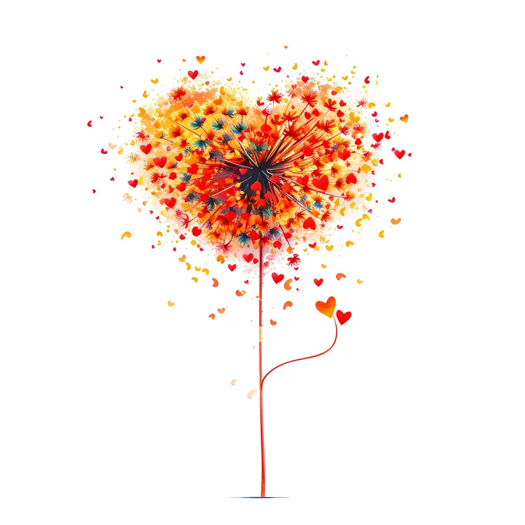 Heart-shaped Dandelion Illustration