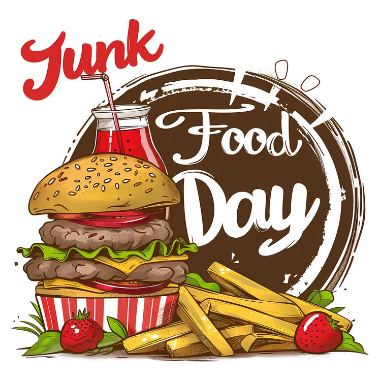 Junk Food Day Celebration with Burger and Fries