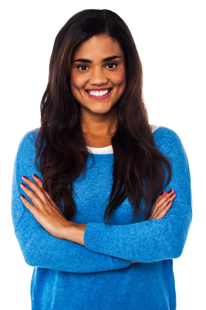 Smiling Woman in Blue