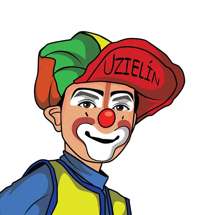 Cartoon Clown with Red Nose