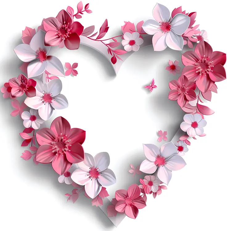 Heart-Shaped Floral Wreath with Pink Flowers