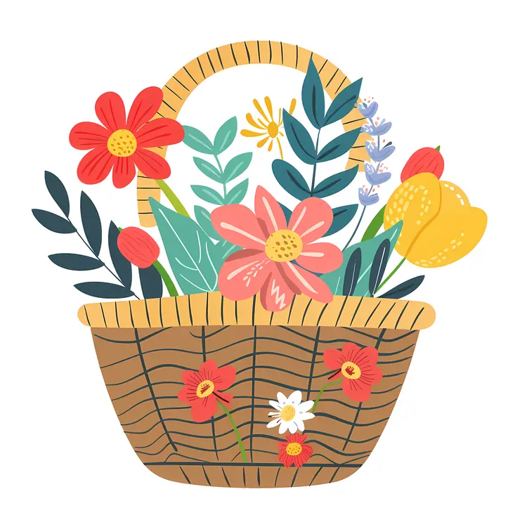 Colorful Flower Basket Illustration