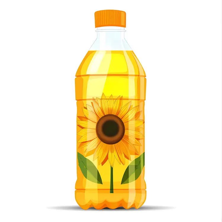 Sunflower and Oil Bottle Illustration