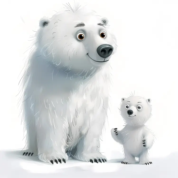 Polar Bear and Cub Illustration