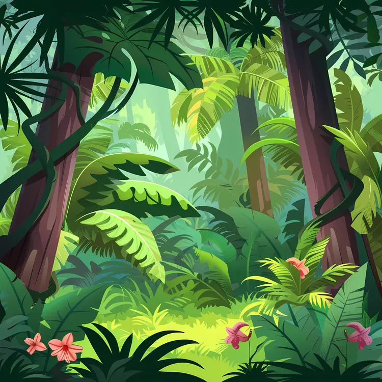 Vibrant Jungle with Tall Trees