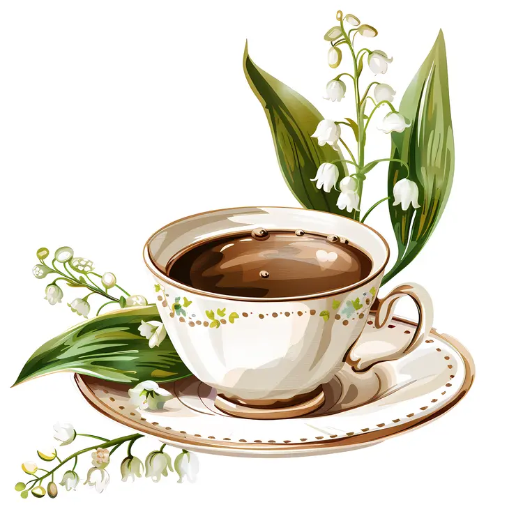 Vintage Coffee Cup with Lily of the Valley