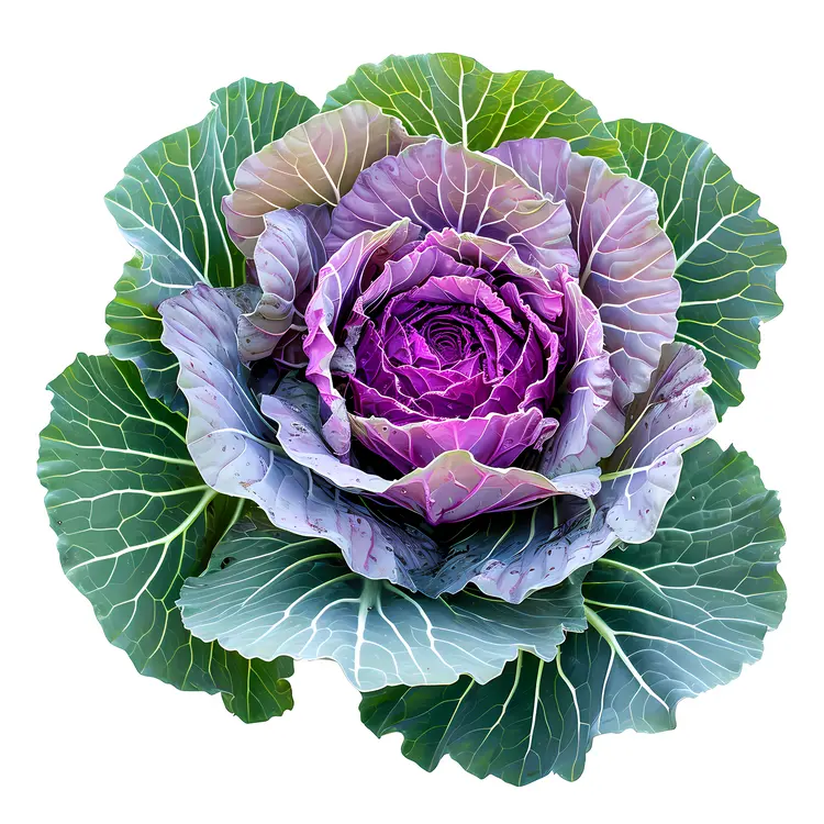Purple and Green Cabbage Illustration