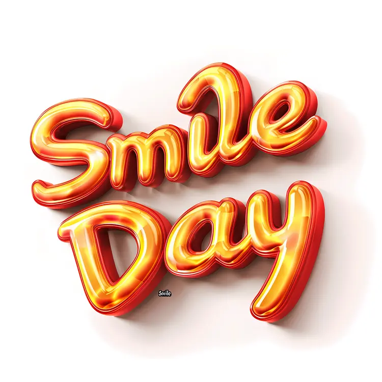 Red Smile Day Text Illustration
