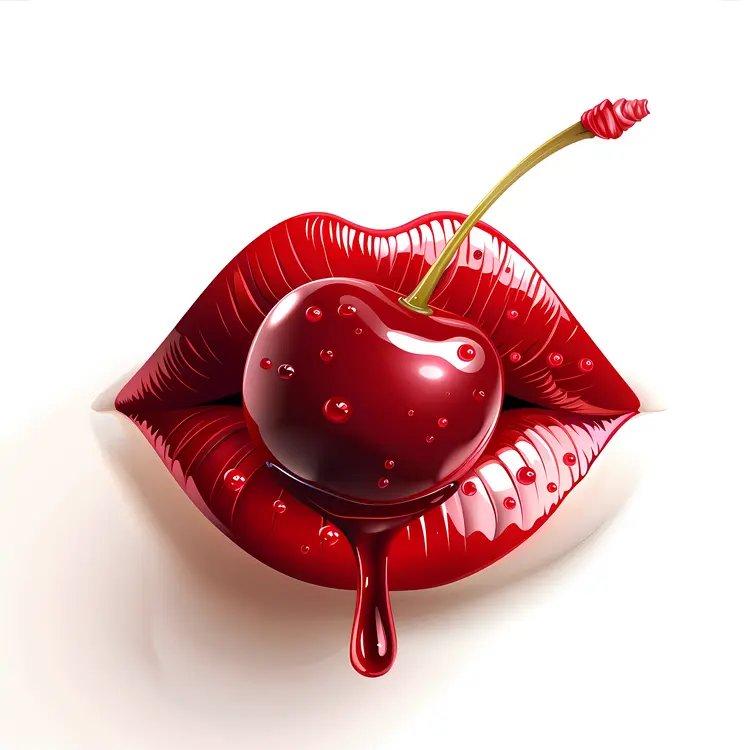 Glossy Red Lips with Cherry