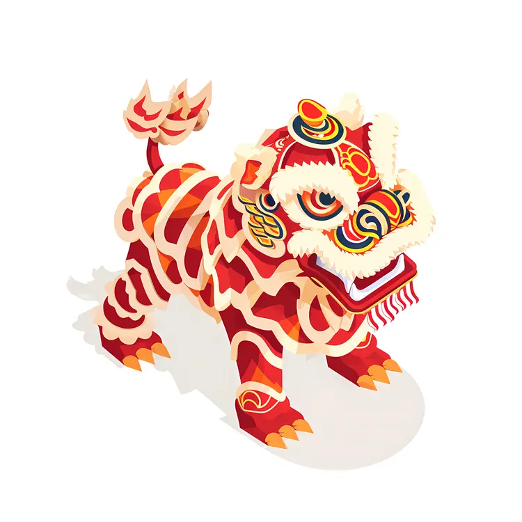 Festive Lion Dance Illustration