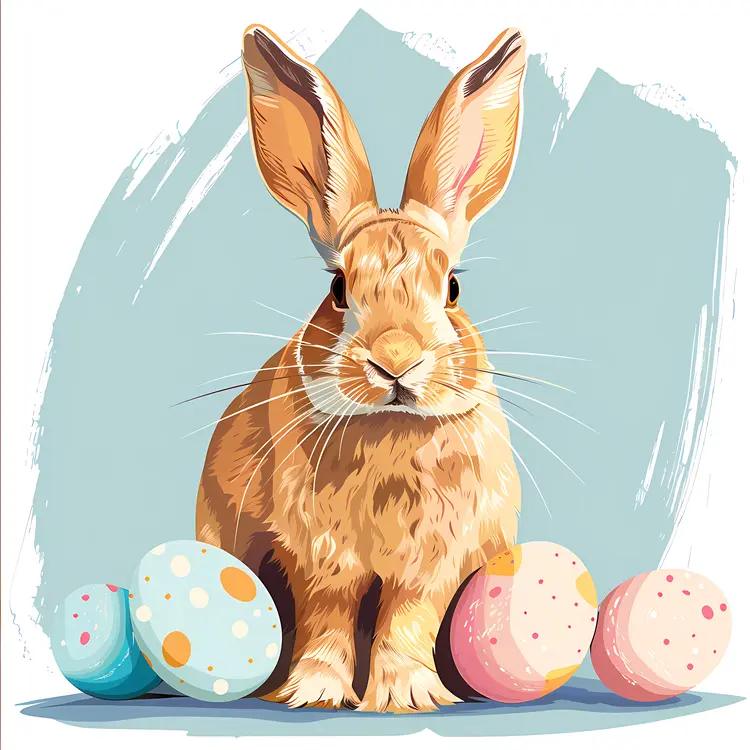 Easter Bunny with Decorated Eggs