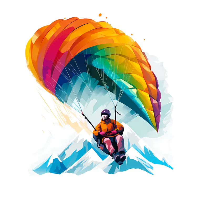 Paraglider with Rainbow Parachute