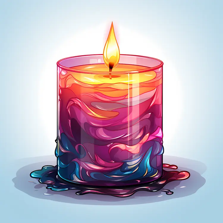 Colorful Candle with Melting Wax