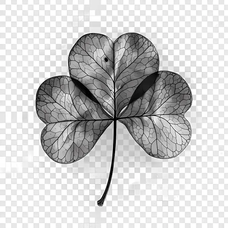 Black and White Four-Leaf Clover