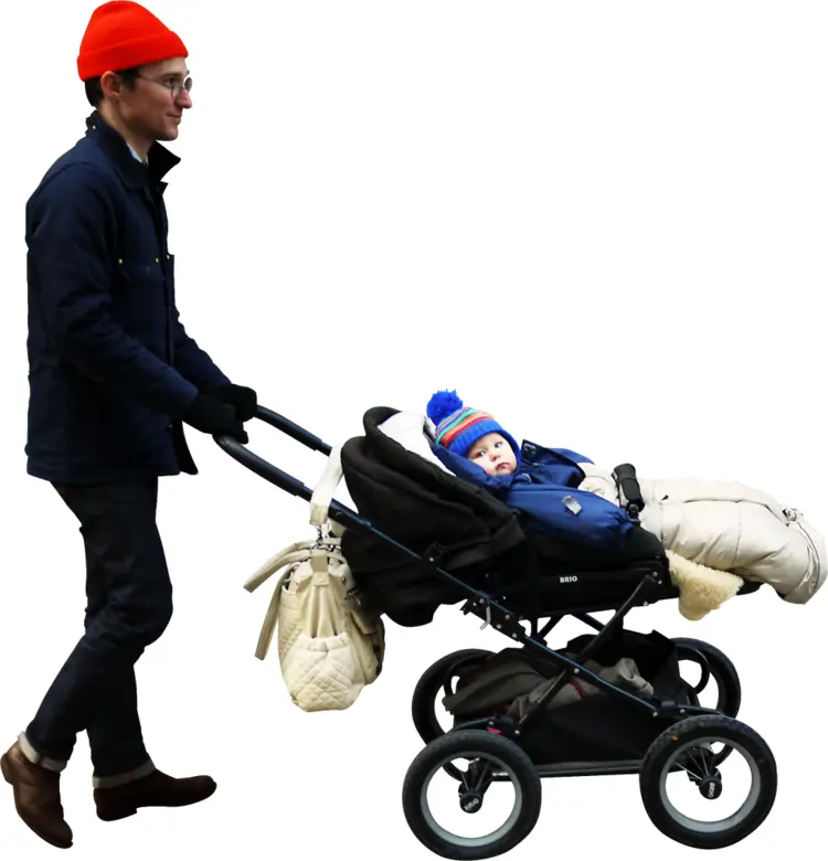 Man Pushing a Stroller