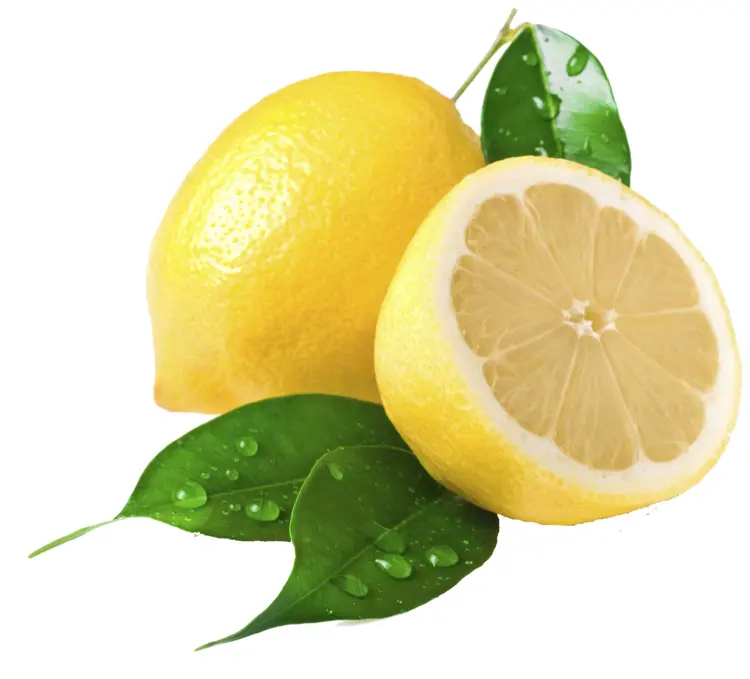 Fresh Yellow Lemon with Leaves