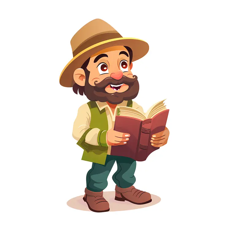 Man with Hat Reading a Book