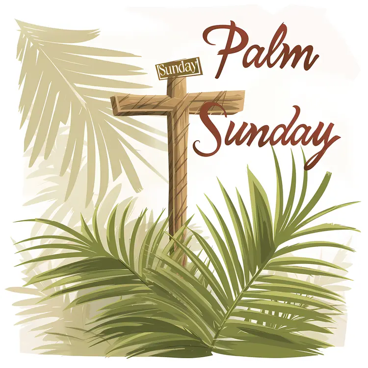 Palm Sunday Cross with Palm Leaves