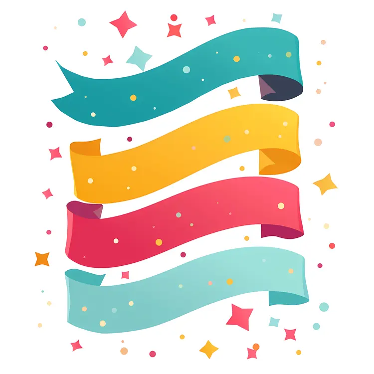 Festive Colorful Ribbons with Confetti