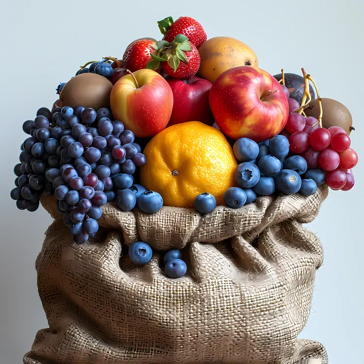 Bountiful Fruit Basket with Strawberries and Grapes