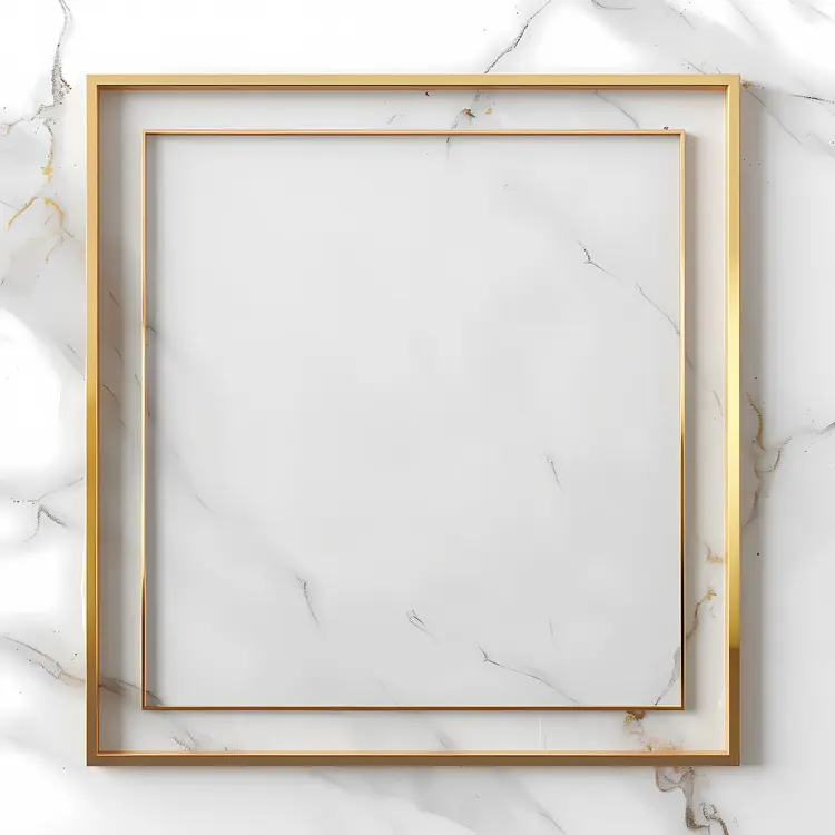 Elegant Gold Frame on Marble Background