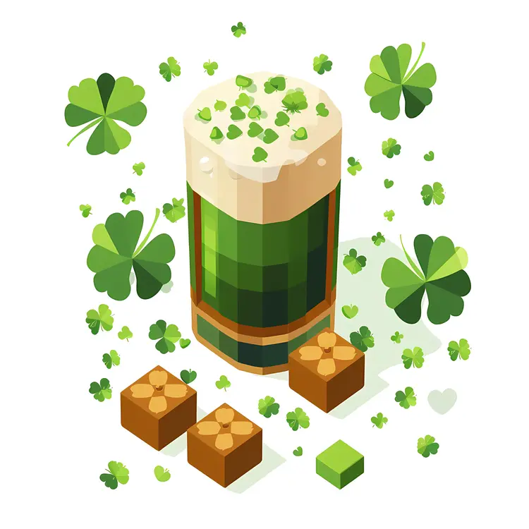 Festive Green Beer with Shamrocks