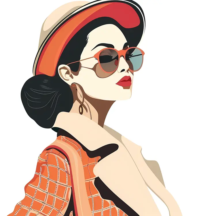 Elegant woman with sunglasses and hat