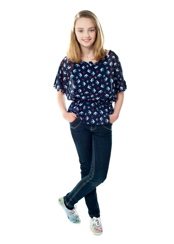 Girl in Casual Outfit with Jeans