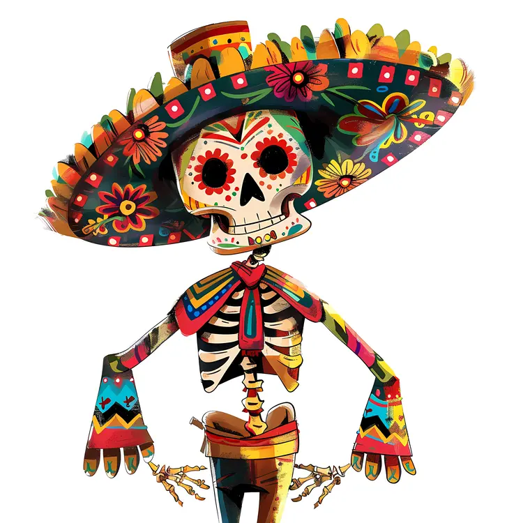 Festive Skeleton in Sombrero