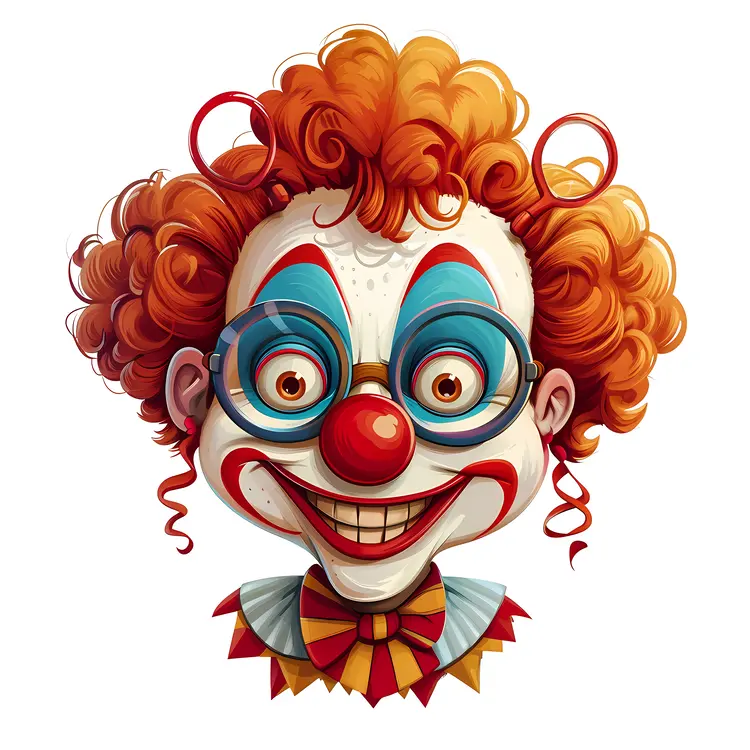 Creepy Clown with Red Hair and Glasses
