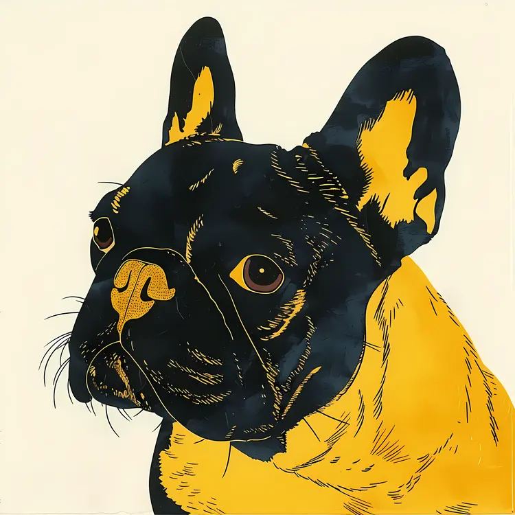 Black and Yellow French Bulldog Illustration