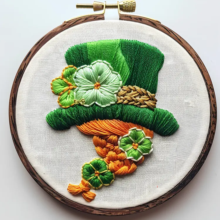 Embroidered Leprechaun Hat with Flowers