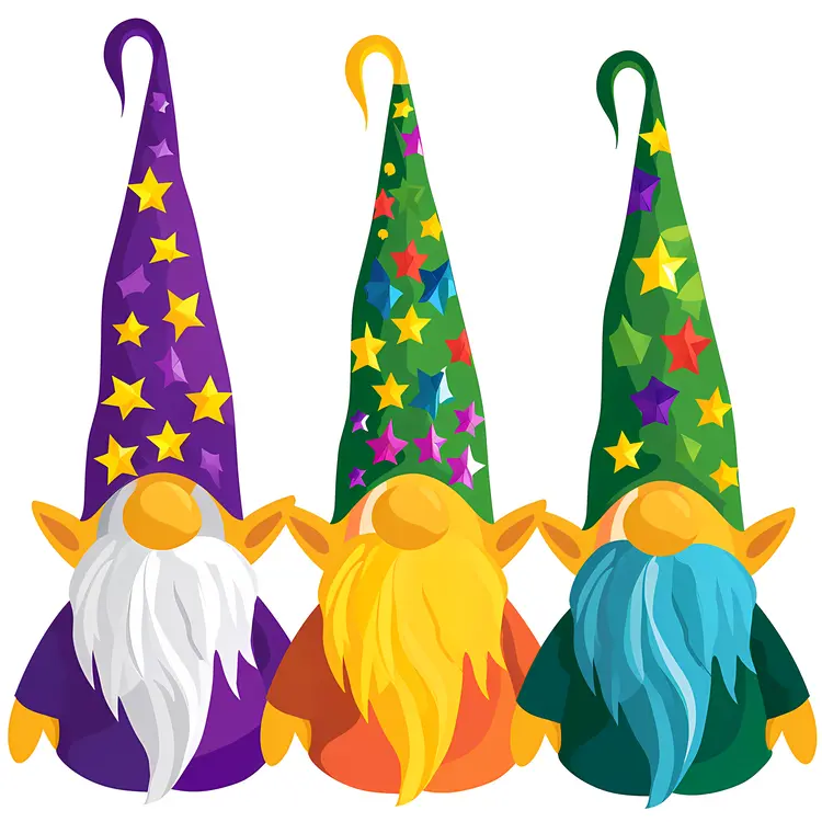 Gnomes with Star Patterned Hats