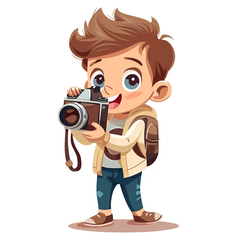 Boy with Camera Illustration