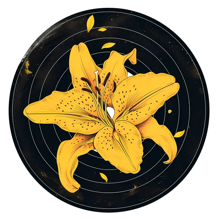 Yellow Lily on Vinyl Record