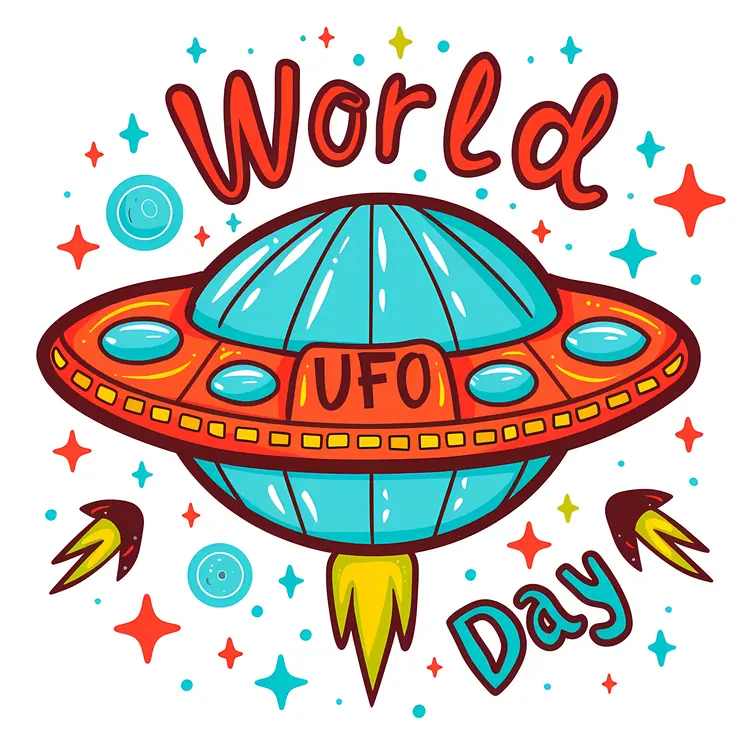 World UFO Day Cartoon Illustration