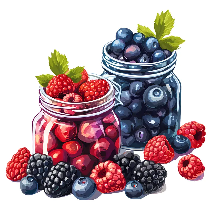 Mixed Berry Preserves in Jars