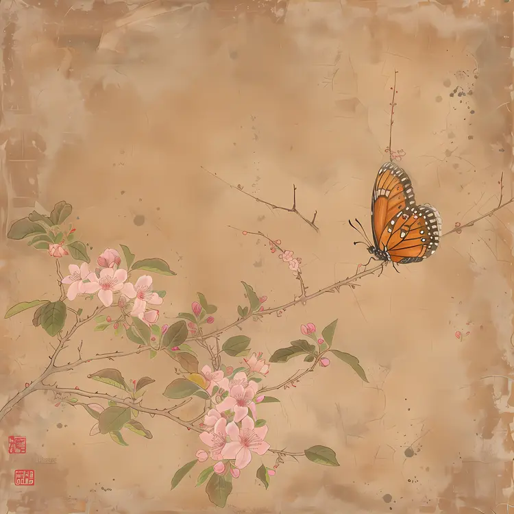 Orange Butterfly on Branch