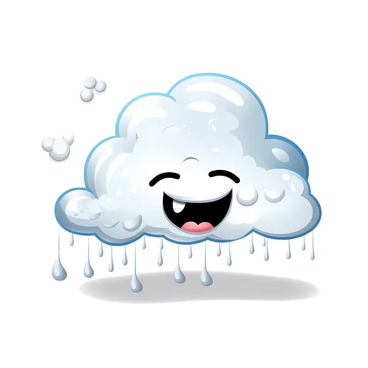 Happy Cartoon Cloud with Raindrops