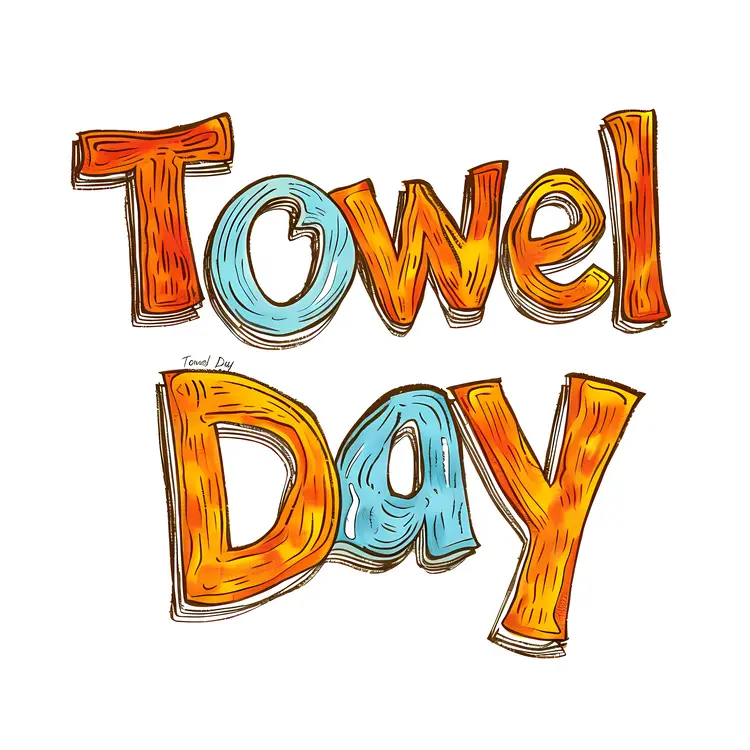 Colorful Towel with Towel Day Text