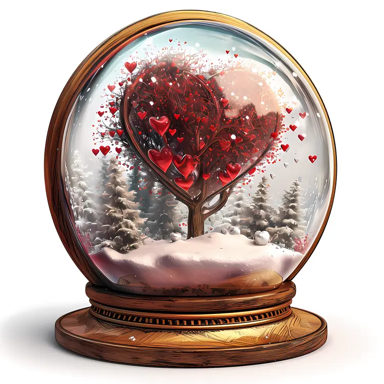 Heart Tree in Snow Globe