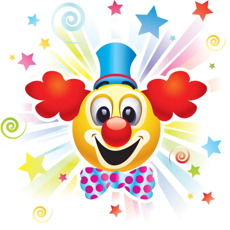 Cartoon Clown Face with Colorful Background