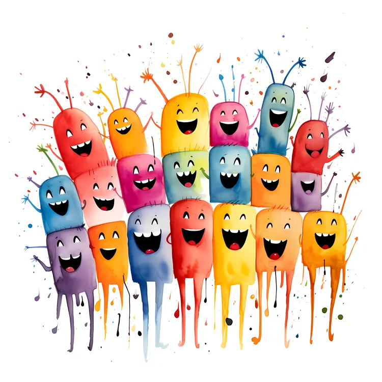 Group of Colorful Smiling Rectangles