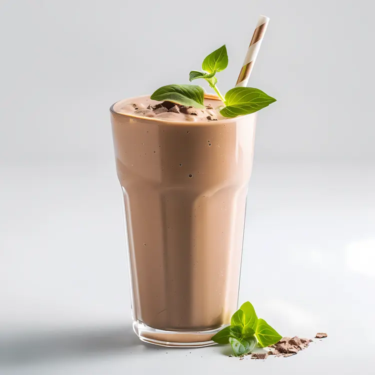 Delicious Chocolate Milkshake with Mint Leaves
