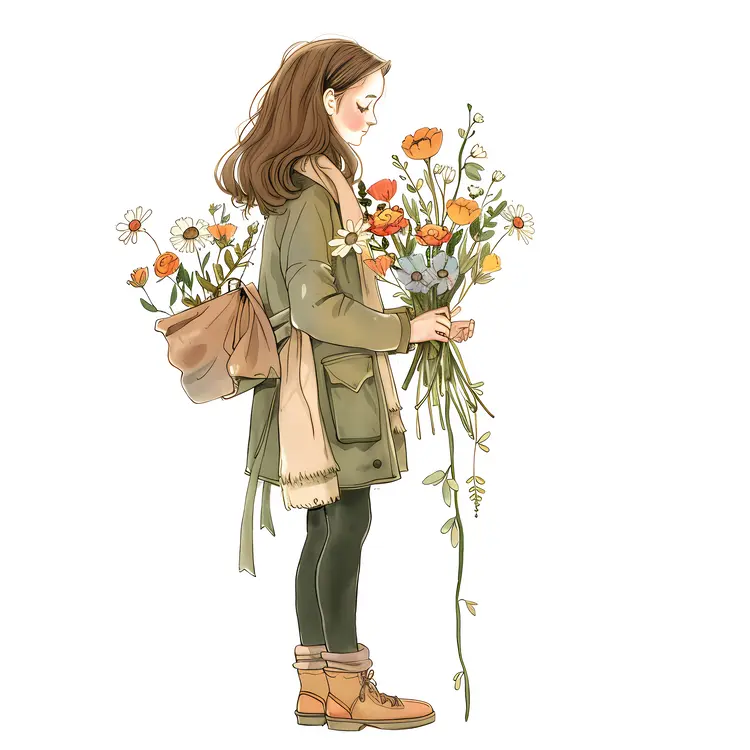 Woman Holding Flowers